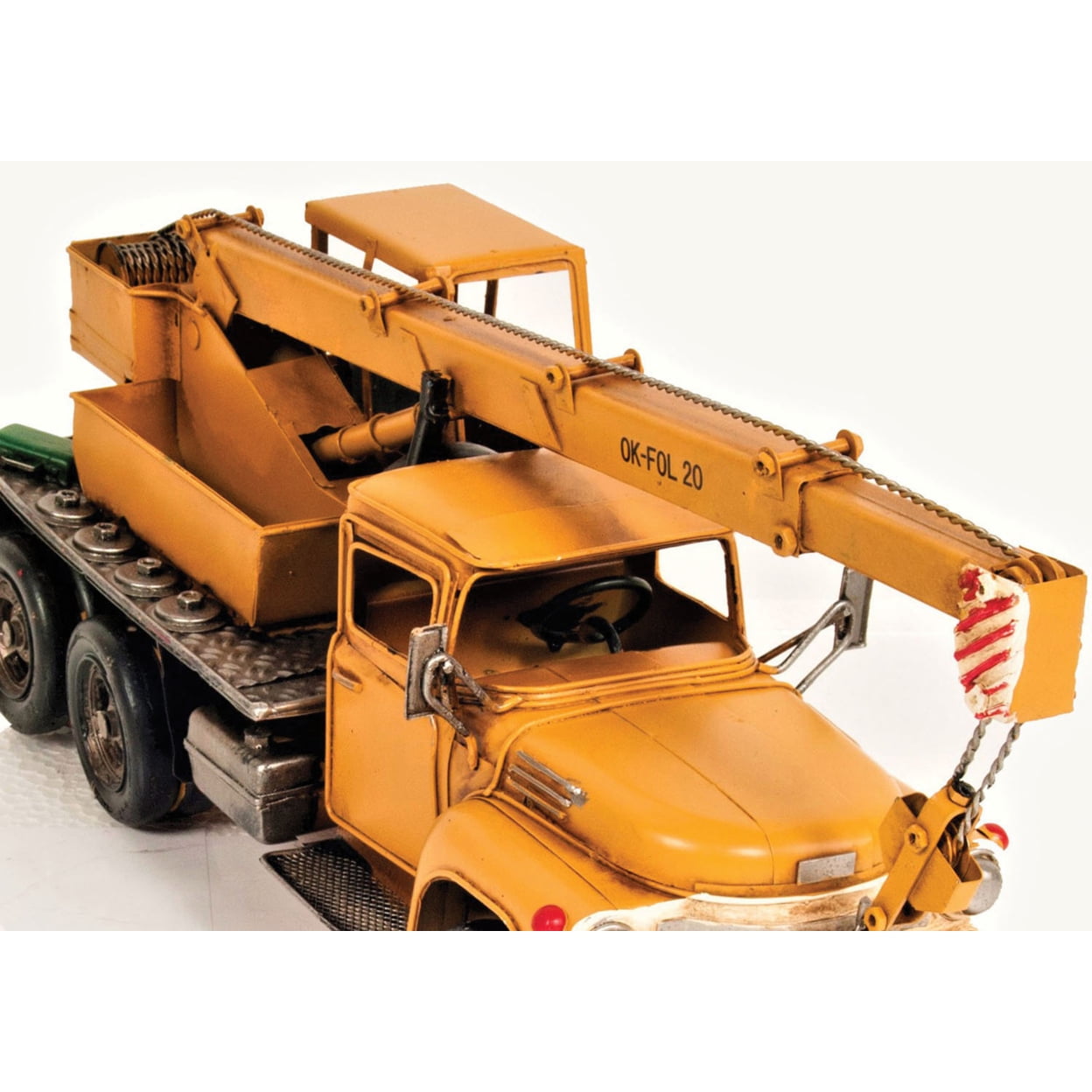 Old Modern Handicrafts Metal Handmade Tin Crane Truck Model