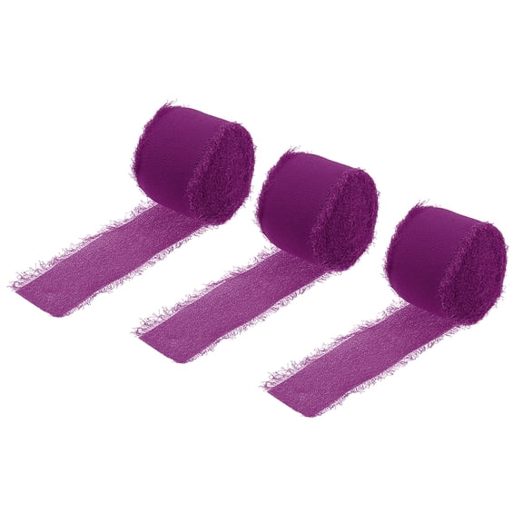 Chiffon Ribbon 1.5" x 8 Yard, Ribbon Purple Chiffon Silk Ribbon for Wedding, Flower Arrangement Decor, 3pcs