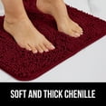 thumbnail image 4 of GORILLA GRIP Chenille Bath Rug 44x26, Rubber Backing Quick Dry Washable Microfiber Mats, Burgundy, 4 of 10