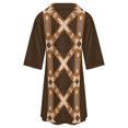 thumbnail image 6 of Geometric Pattern in Brown Womens Dress With Pockets Summer V Neck 3/4 Sleeve Dress Plus Size Loose Dress, 6 of 7