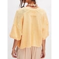 thumbnail image 3 of Women Y2K Button Front Crop Sweater Cardigan Solid Color Crew Neck Middle Sleeve Knit Tops Streetwear Yellow M, 3 of 5