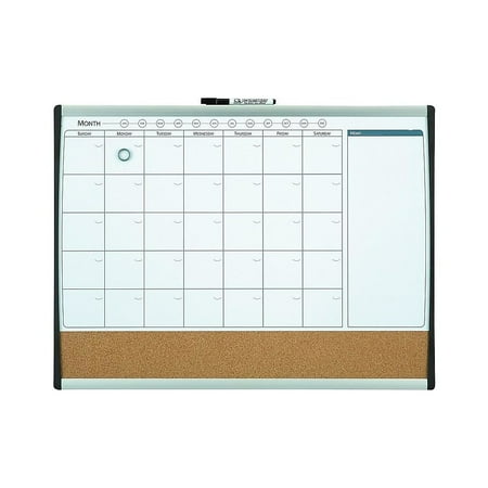 Dry Erase Calendar Cork Board Staples Magnetic Comb. Calendar Bd Dry-Erase & Cork Black/Silver Frame 17x23 814935 ()
