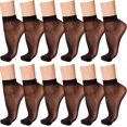 thumbnail image 1 of 12 Pairs Women Ankle High Nylon Sheer Socks Soft Silky Short Socks, 1 of 5