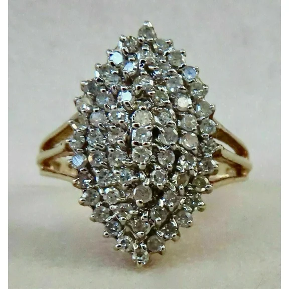 14K Yellow Gold Plated 2.60 Ct Round Cut White Moissanite Cluster Ring For Women's