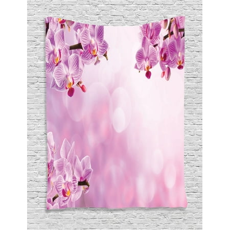 Orchid Spa (Spa Decor Wall Hanging Tapestry, Wild Orchid Petals In Monochrome Design Bouquet Spring Bloom Seedling Growth Peaceful Nature Print, Bedroom Living Room Dorm Accessories, By)