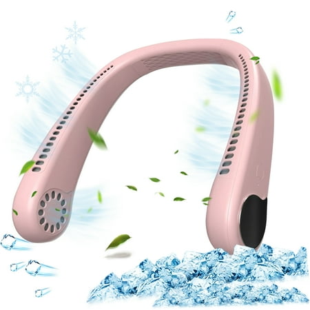 

Neck Fan Rechargeable Hands Free Bladeless Portable Mini Fans 360° Cooling Low Noise 3 Speed Hands Free Fan Hanging Headphone Design No Hair Twisting Sports Fan for Indoor & Outdoor(Pink)