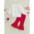 thumbnail image 5 of Toddler Baby Girls Clothes Christmas Outfits 6M 12M 18M 24M 3Y Letter Print Long Sleeve Sweatshirt T-shirt Tops and Casual Flare Pants Set, 5 of 10