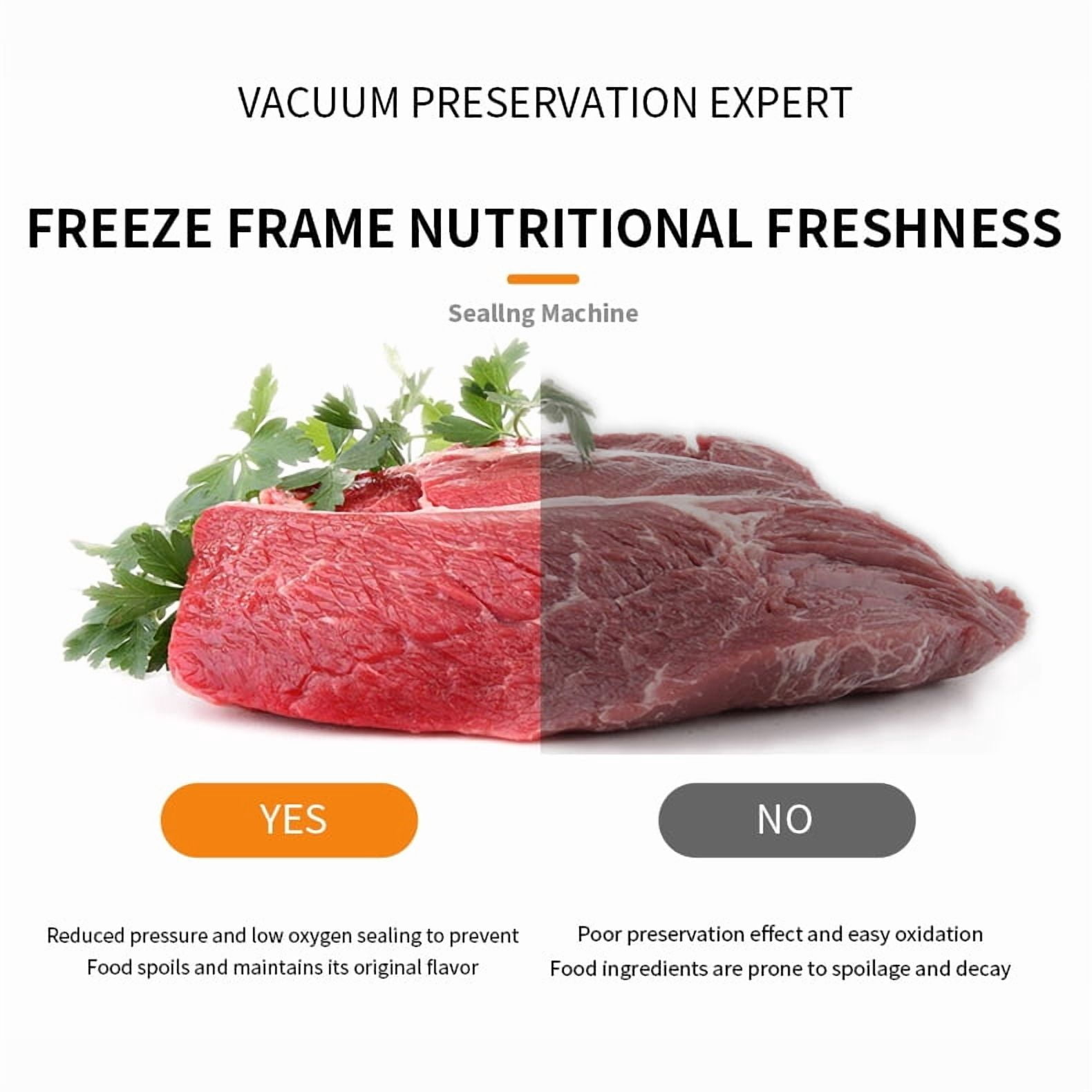 Vacuum Sealer, 80KPA Fully Automatic 5-IN-1 Food Saver Vacuum Machine, Wet and Dry Food Mode, Quick Seal, Food Saver with 10pcs Food Vacuum Sealer Bags