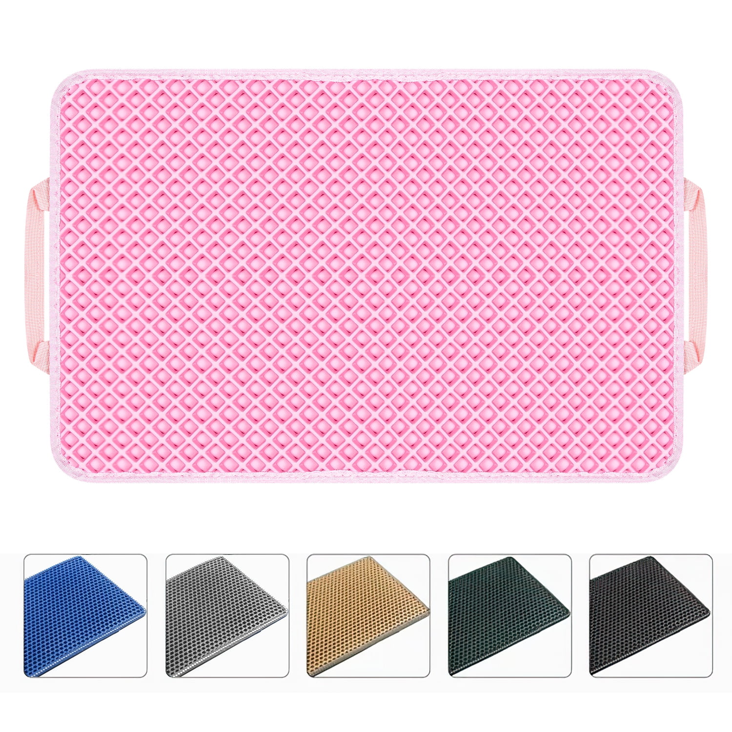 Pefilos Double Layer Anti Tracking Waterproof Cat Litter Trapping Mat Pink