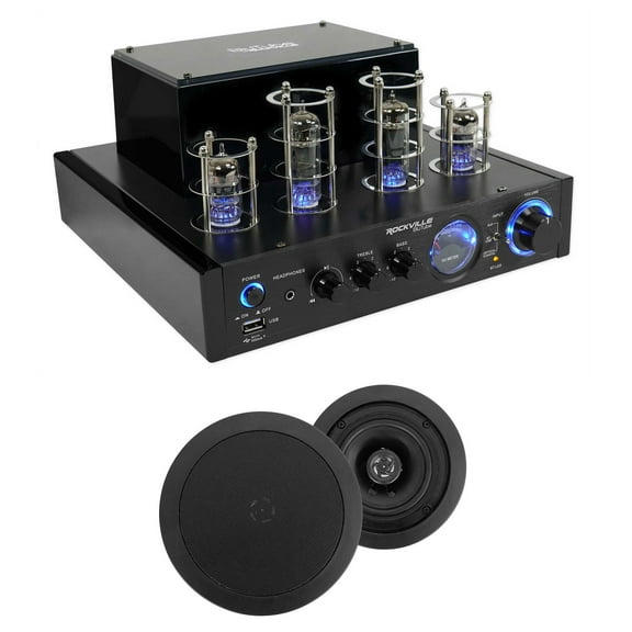 Rockville BluTube Tube Amplifier/Home Receiver (2) 5.25" Black Ceiling Speakers