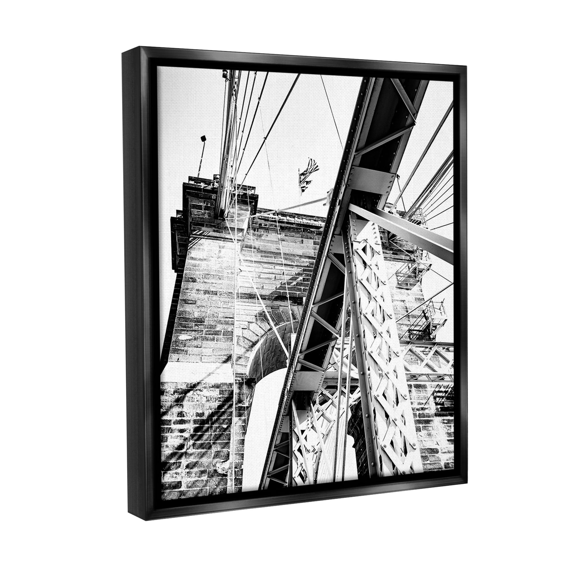 Stupell Industries Grey Urban Bridge Travel & Places Photography Black Floater Framed Canvas Art Print Wall Art, 17 x 21