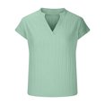 thumbnail image 4 of WIZUTIZ Crop Tops for Women up to 60% Off Oversize Tshirt V-Neck Pure Colour Plus Size Short Sleeve Tops Flowy Ladies Tshirts Lightweight Work Out Blouse Loose Fit Breathable Solid Tee Green L, 4 of 5