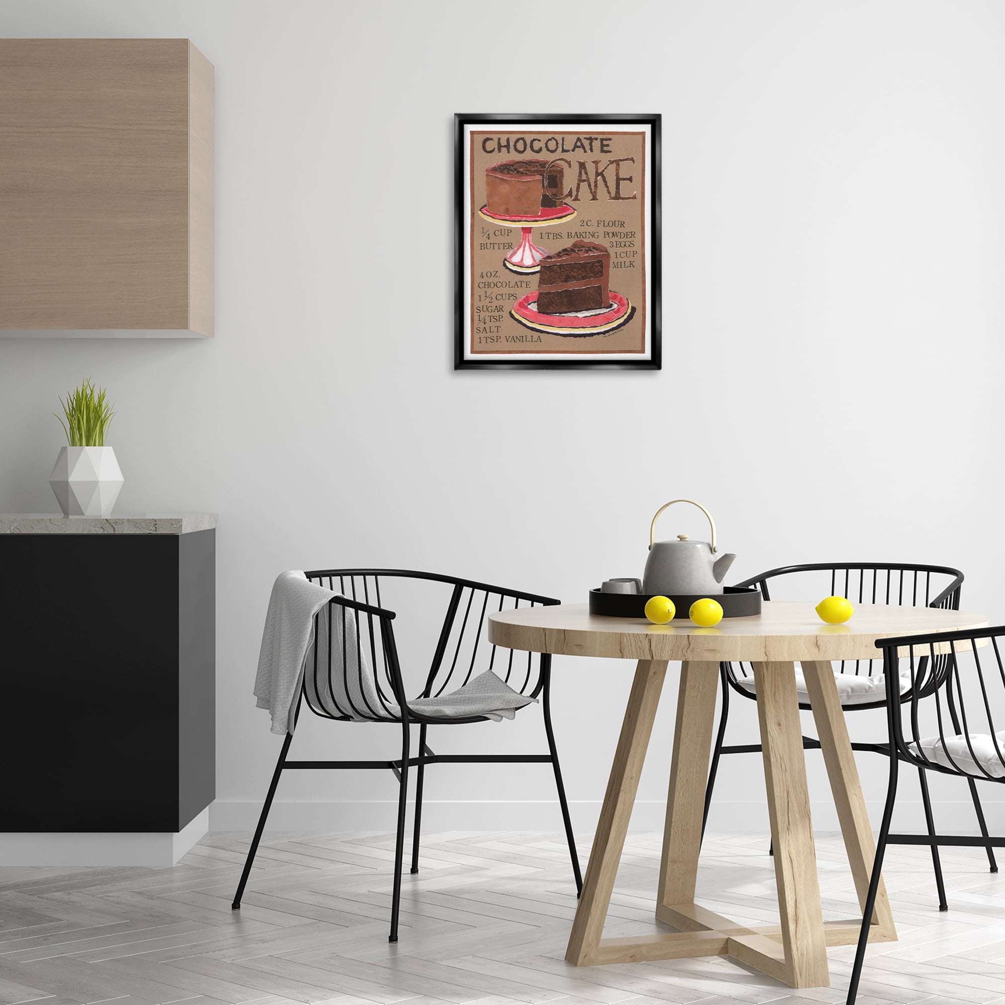 Stupell Industries Chocolate Cake Recipe Food & Beverage Painting Black Floater Framed Art Print Wall Art, 17 x 21