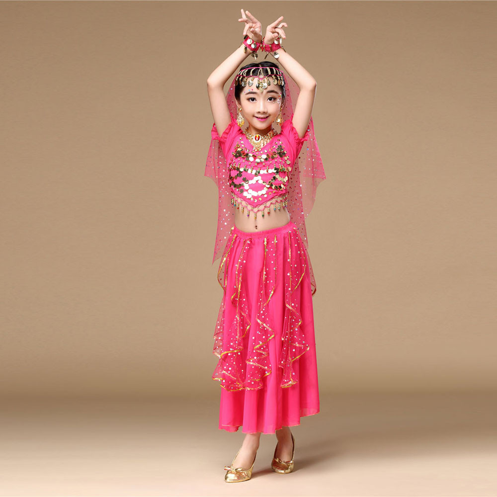 Hunpta Kids' Girls Belly Dance Outfit Costume India Dance Clothes Top+Skirt - image 4 of 8