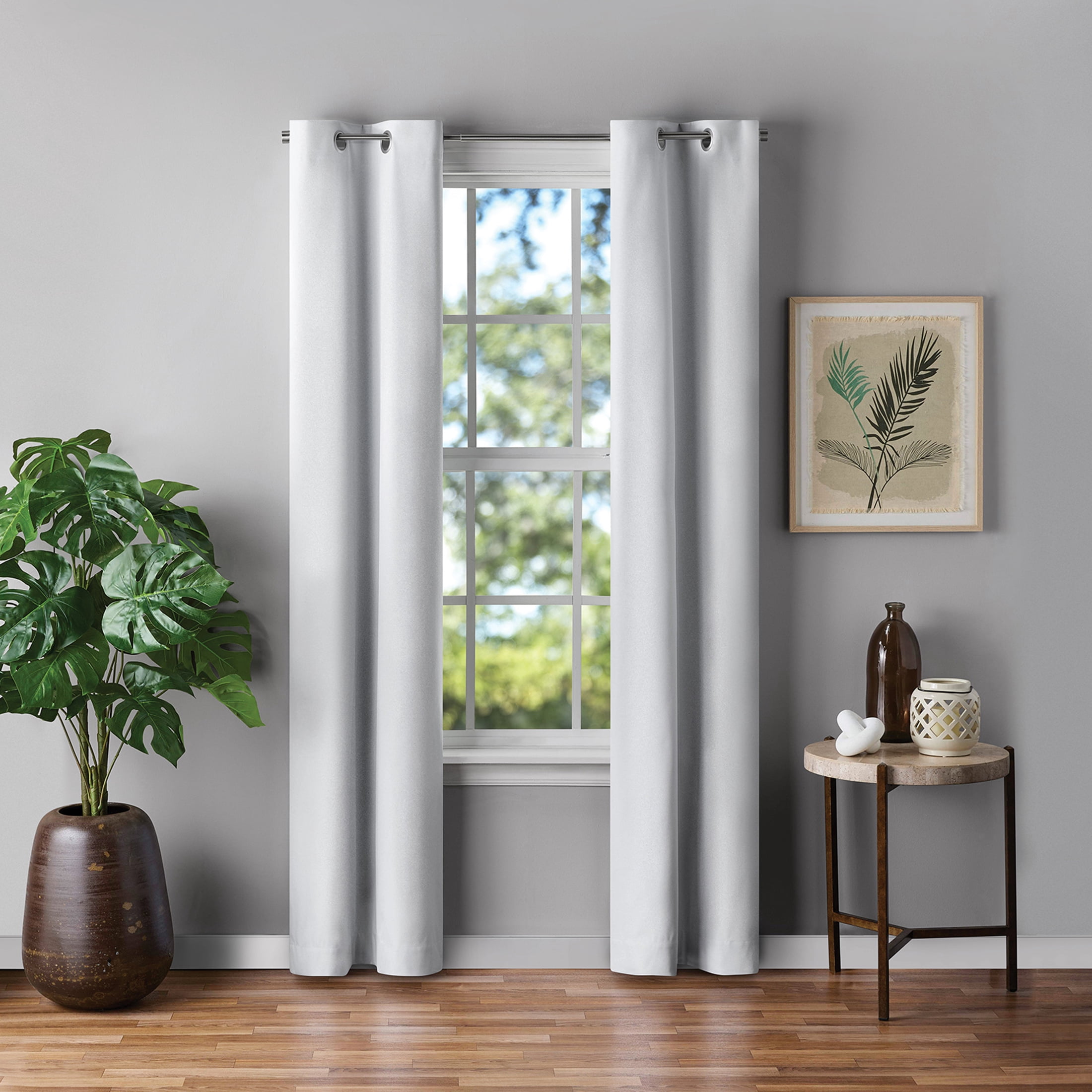Mainstays White Solid Blackout Grommet Curtain Panel Pair, Set of 2, 30" W x 84" L