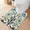 thumbnail image 2 of Yayeee Bath Rug for Bathroom Floor Non Slip Rectangle Fluffy Soft Absorbent Mat, 16"x24", Blue Floral Pattern, 2 of 7