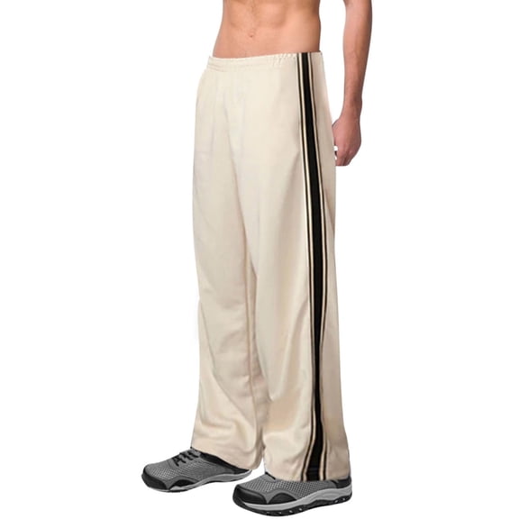 WRKEKC Sweatpants for Men Side Stripe Drawstring Elastic Waist Loose Fit Full Length Casual Jogger Pants