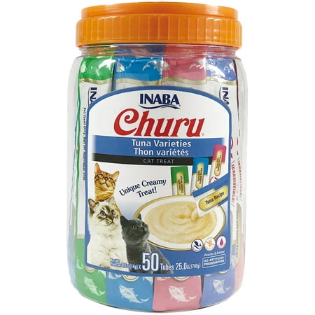 UPC: 0857276007642 | INABA Churu Creamy  Lickable Purée Cat Treat w Taurine  0.5 oz  50 Tubes  Tuna Variety