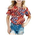 thumbnail image 2 of TOWED22 Kids Girls 4th of July Shirts Toddler American Flag T-Shirt Girls Patriotic Short Sleeve Tees Cotton Top Clothes 1-7T（Red,6-7 Y）, 2 of 4