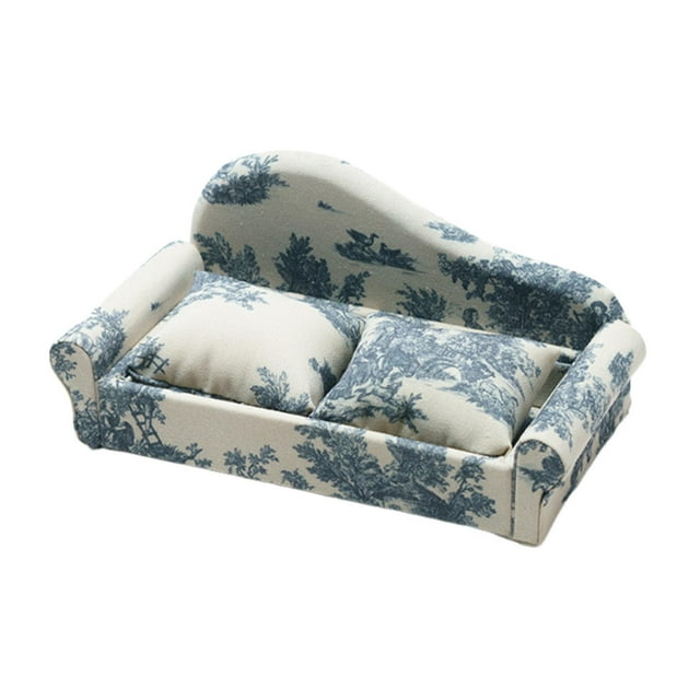 Caja de joyería en miniatura, organizador de sofá, diseño de doble almohada, ideal para regalo o guardar baratijas. Azul oscuro
