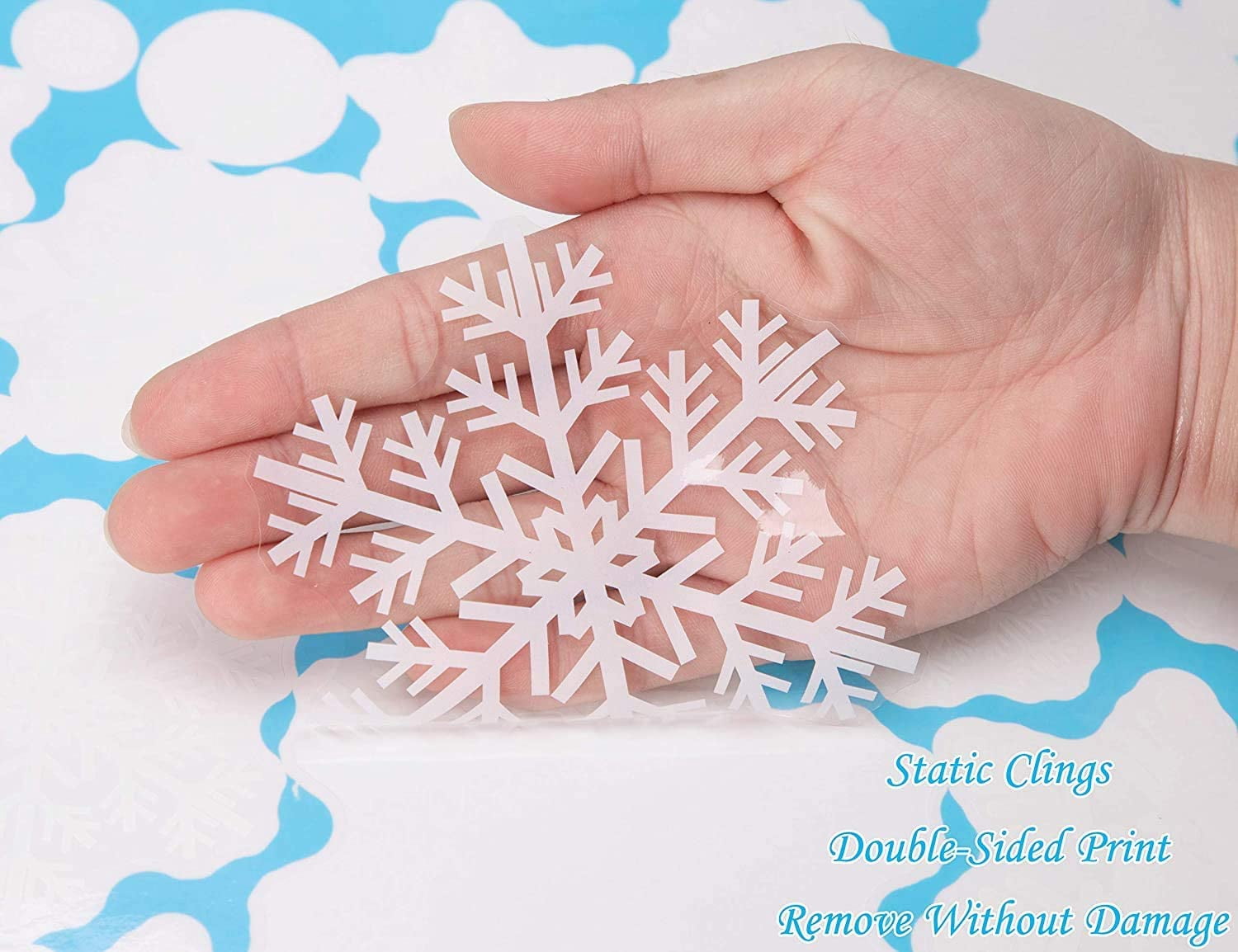 155 PCS Christmas Snowflake Window Stickers - Xmas Holiday White Winter Christmas Window Decorations Ornaments(9 Sheets)