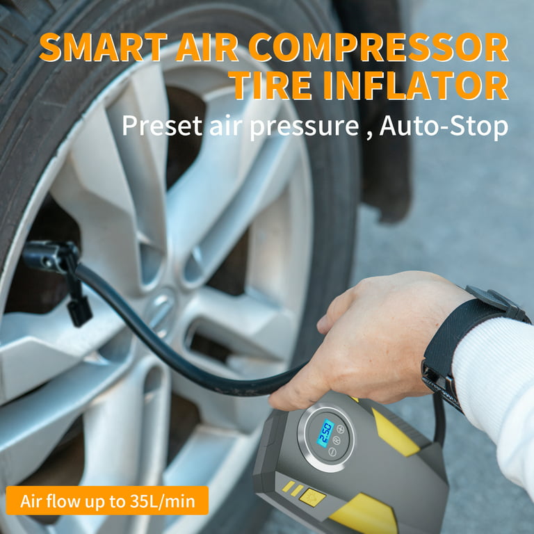NEXPOW Tire Inflator Air Compressor, 12V Portable Car Air Pump with Digital  Pressure Gauge, 150 PSI , Bright LED Light