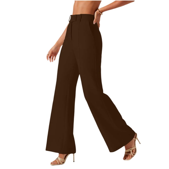 Trabajo Yoga Pantalones para Mujeres Oficina Color Sólido Cintura Elástica Pierna Recta Pantalones Casuales