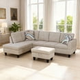 thumbnail image 3 of MAYEERTY 97" Modern Fluffy Fabric 3-Piece Couch Living Room Sofa Set，Light Gray, 3 of 7