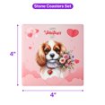 thumbnail image 5 of Happy Valentine's Day Cavalier King Charles Spaniel holding flowers Set of 4 Stone Coasters Dog Lover Gifts 4x4in Absorbent Soapstone Coaster - 3005, 5 of 5