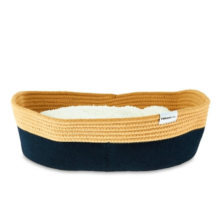 Vibrant Life 19" Oval Woven Felt Rope Cat Bed, Catnip, Small Animal Bed