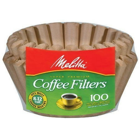 Melitta 8-12 Cup Basket Coffee Filters Paper Natural Brown, 100 Count
