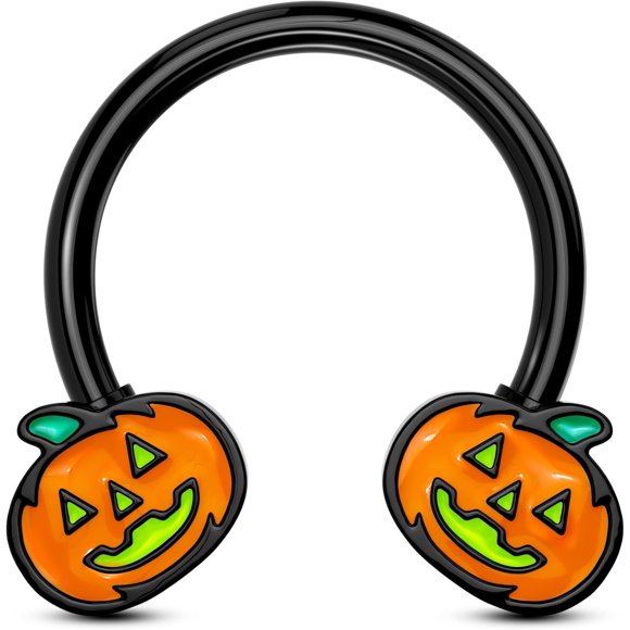 shiyou-Pumpkin Septum Ring 316L Surgical Steel Septum Piercing Jewelry 16G Black Septum Rings for Halloween Daith Earrings Daith Piercing Jewelry Helix Cartilage Earrings