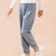 thumbnail image 2 of Honhmin Fleece Pants for Girls, Thermal Winter Soft Elastic Waist Loungewear Pants Blue Size 2-3 T, 2 of 5