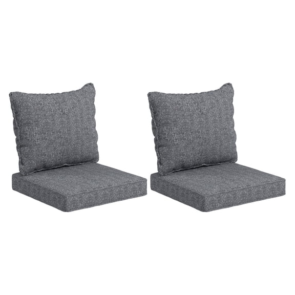Patio Chair Cushions Set of 2, Outdoor Seat & Back Cushions, Fade Resistant Replacement Cushions, Thick Padding, Garden Furniture Cushions, Gray