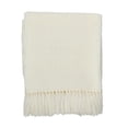 thumbnail image 1 of SARO TH021.I5060 Classic Waffle Weave Tassel Trim Throw  Ivory, 1 of 6