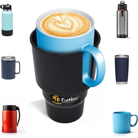 EcoNour Car Cup Holder Expander – Multifunctional Auto Drink Cup Holder Adapter & Organizer - Large, Black