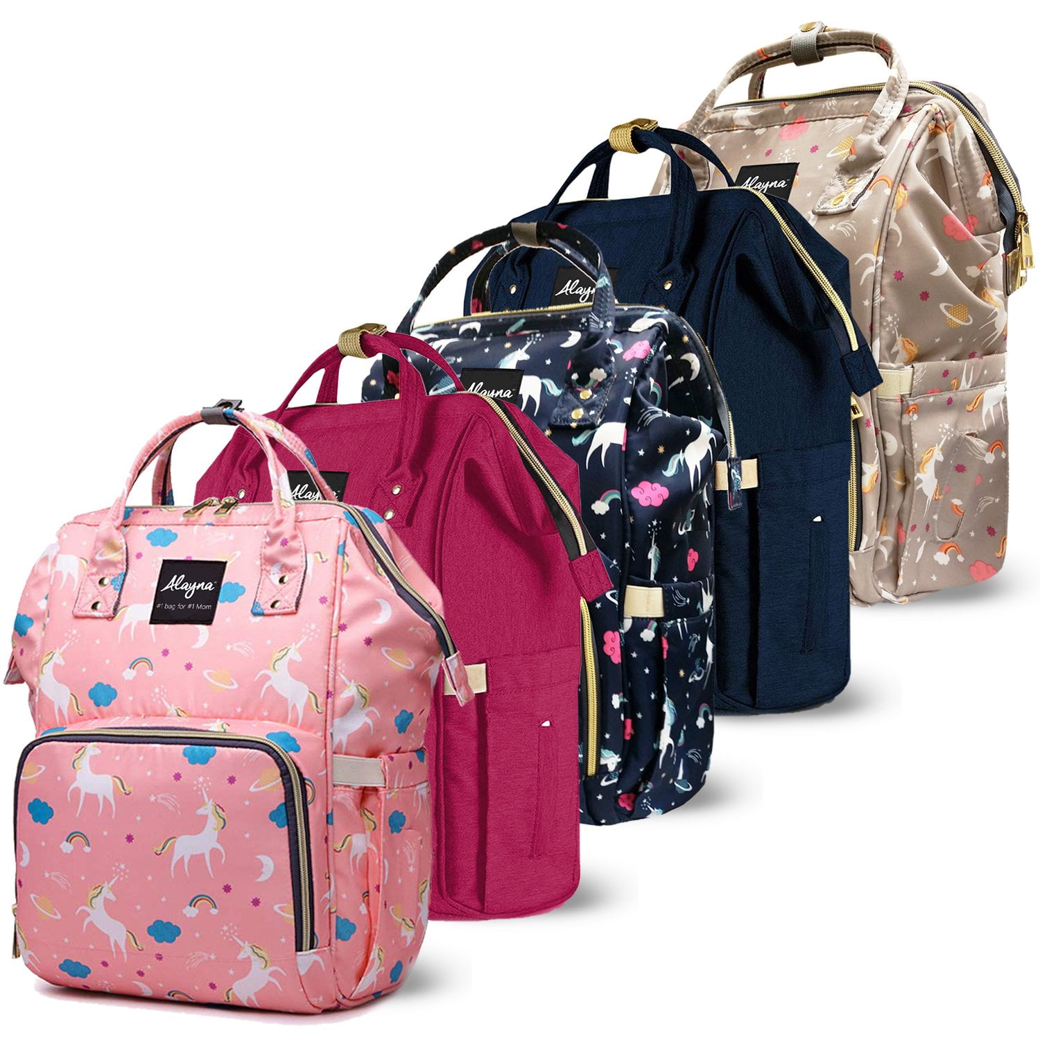 Diaper Bag Backpack Baby Bag Multifunction Maternity Travel Changing Pack Water Resistant Nappy Tote Pink Unicorn