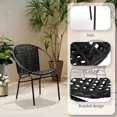 thumbnail image 4 of Outdoor Dining Chairs, Patio Dining Chair Set of 2, All-Weather Rattan Chairs, Outdoor Dining Wicker Chairs with Armrests for Indoor Balcony Pool Backyard (Black), 4 of 5