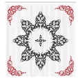 thumbnail image 3 of Ambesonne Ethnic Shower Curtain, Tattoo Circular Vector, 69"Wx84"L, Black White and Ruby, 3 of 5
