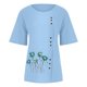 thumbnail image 5 of ICHUANYI Clearance Women's Summer Casual Round Neck Short Sleeve Flower Printing Loose Shirt Tops(Blue, S) ICHUANYI WER2023080908759, 5 of 5