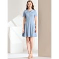 thumbnail image 3 of Allegra K Vestido Estilo Camisa Skater Con Botones Y Cuello Vuelto Para Mujer Gris azul XL Unique Bargains Camisa de vestir, 3 of 6