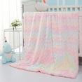 thumbnail image 6 of Lochas Rainbow Throw Blanket Colorful Soft Blanket ,Warm Cozy Luxurious Shaggy Fuzzy Plush Sherpa Blanket for Girls Couch Sofa Bed Living Room Home Decor, 50"x60",Pink Rainbow, 6 of 7