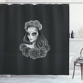 thumbnail image 1 of Ambesonne Day of the Dead Shower Curtain, Calavera Girl, 69"Wx75"L, Charcoal Grey Pale Grey, 1 of 3