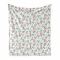 thumbnail image 1 of Floral Soft Flannel Fleece Throw Blanket, Rose Petals Blossoms Romantic Plants Wedding Love Hazy Watercolor Print, Cozy Plush for Indoor and Outdoor Use, 60" x 80", Pale Pink Turquoise, by Ambesonne, 1 of 6