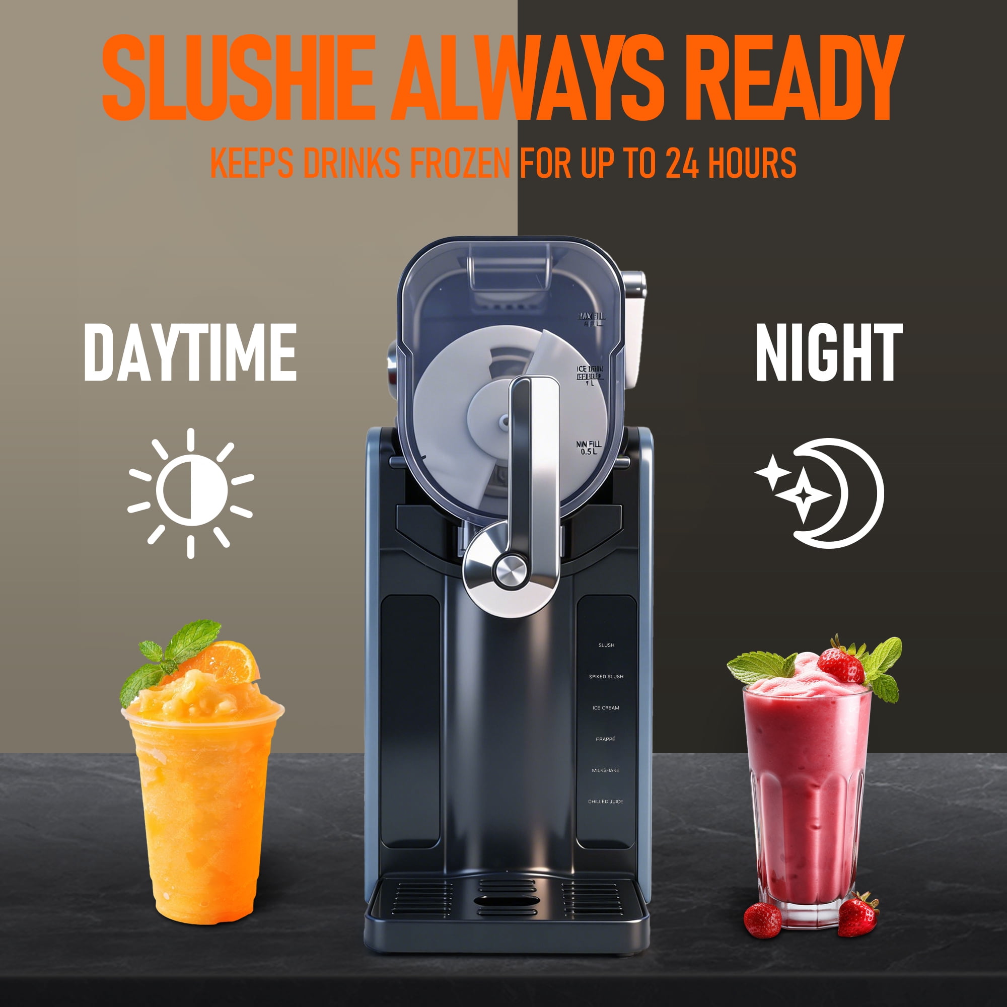 BIZAURA Slushie Machine & Slushy Maker Bundle, Slushy Machine for Home No Ice Need, Professional Frozen Drink Maker, 6 Presets for Milkshakes, Frappés, Slush