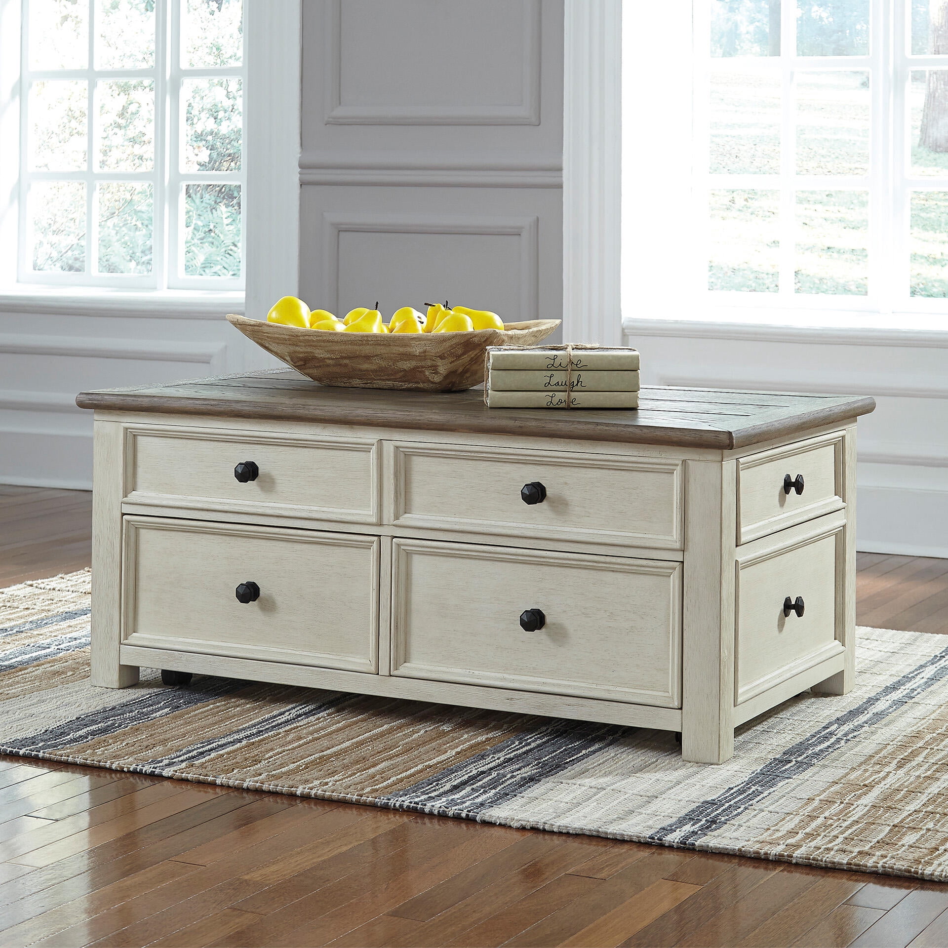 Signature Design by Ashley Bolanburg 4 Drawer Coffee Table with Lift Top, Two-tone Brown