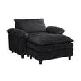 thumbnail image 5 of Accent Chair with Ottoman, Comfy Oversized Single Sofa, Deep Seat Lounge Chair, Upholstered Armchair for Living Room Bedroom Office Apartment (Black), 5 of 6