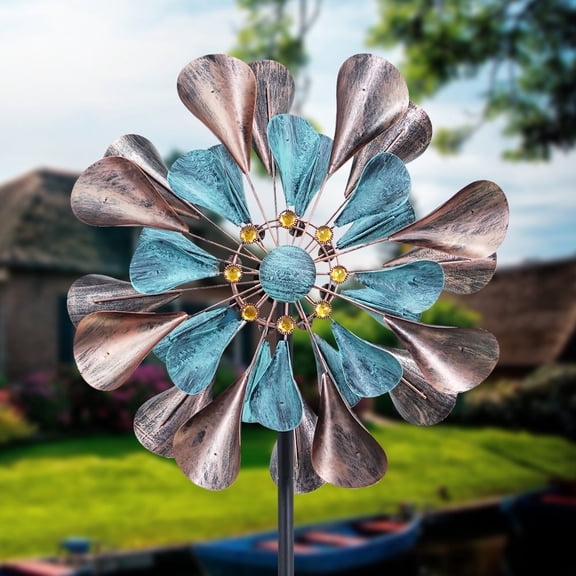 Hourpark 75 Inch 3D Metal Kinetic Wind Spinner Outdoor Garden Decor – Double-Sided Wind Sculpture, Rustproof Heavy Duty Yard Art with Smooth 360° Rotation for Patio Lawn