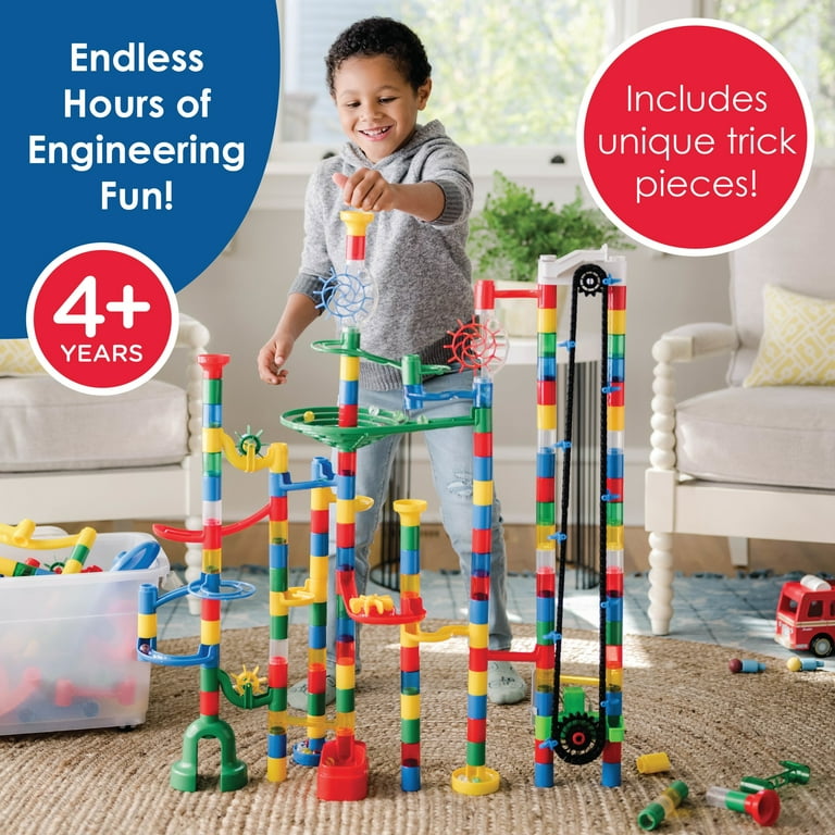 MindWare Colossal Elevator Marble Run 400 Pieces Marble Maze Building Toys Set with Unique Marble Track Pieces