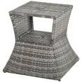 thumbnail image 1 of Mixed Grey Rattan Side Table - 21.3" Square Outdoor End Table with Umbrella Hole & Storage for Patio, Garden & Balcony Furniture, 1 of 7